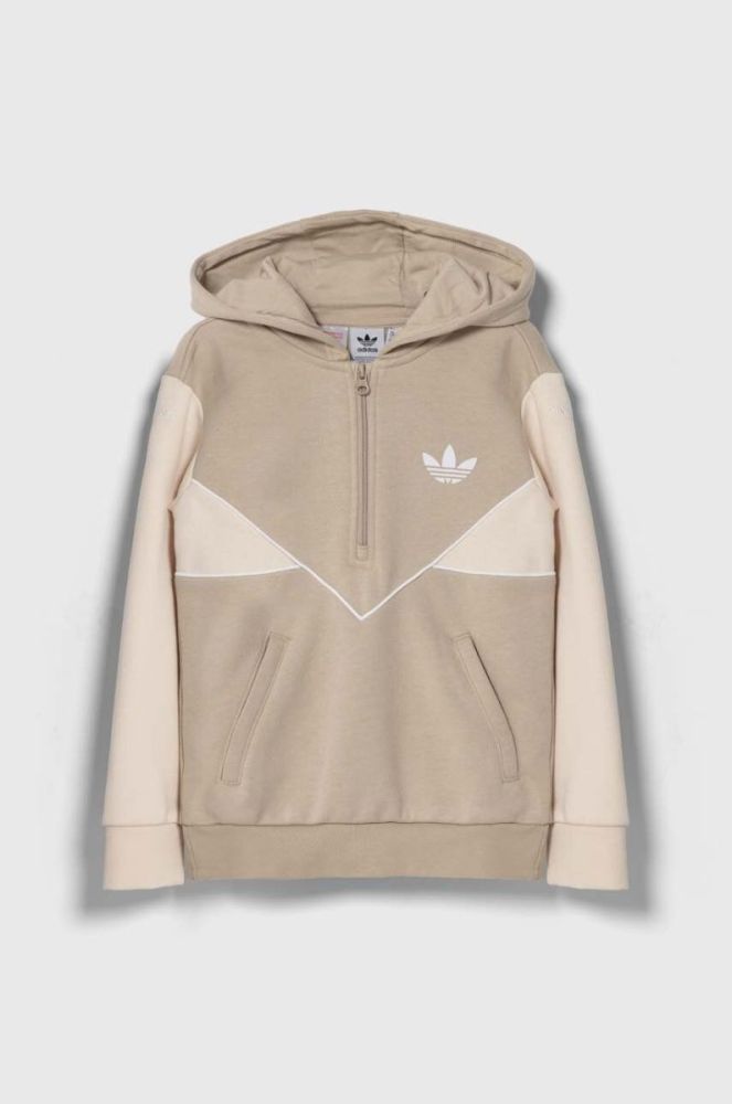 Дитяча кофта adidas Originals колір бежевий з капюшоном з принтом (3601304) фото 2