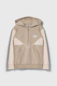Дитяча кофта adidas Originals колір бежевий з капюшоном з принтом (3601304)
