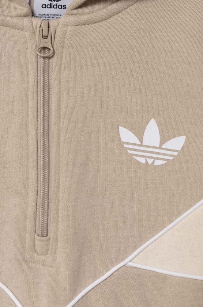 Дитяча кофта adidas Originals колір бежевий з капюшоном з принтом (3601304) фото 4