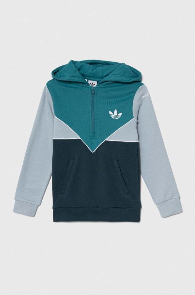 Дитяча кофта adidas Originals колір зелений з капюшоном візерунок (3488956) фото 2