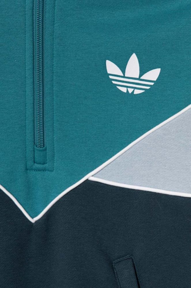 Дитяча кофта adidas Originals колір зелений з капюшоном візерунок (3488956) фото 4