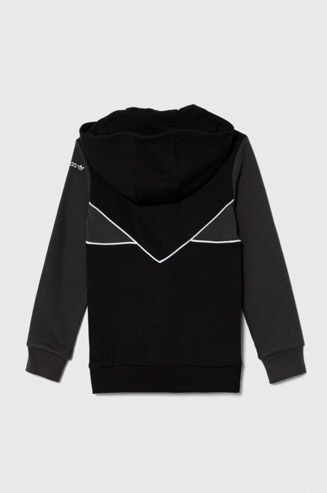 Дитяча кофта adidas Originals колір чорний з капюшоном з аплікацією фото 3