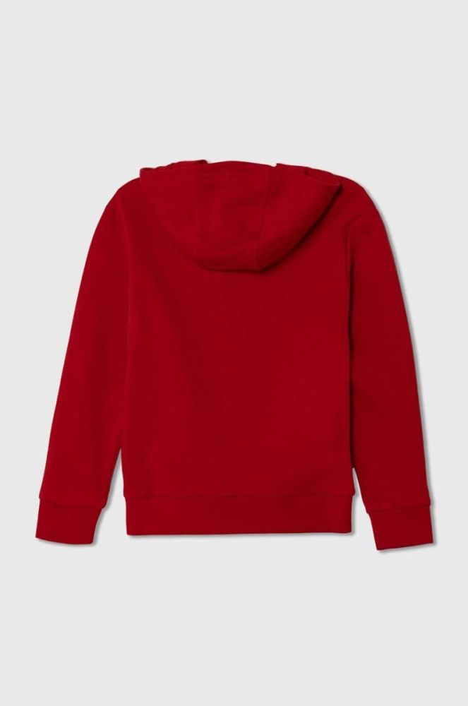 Дитяча кофта adidas Originals TREFOIL колір червоний з капюшоном з принтом фото 3