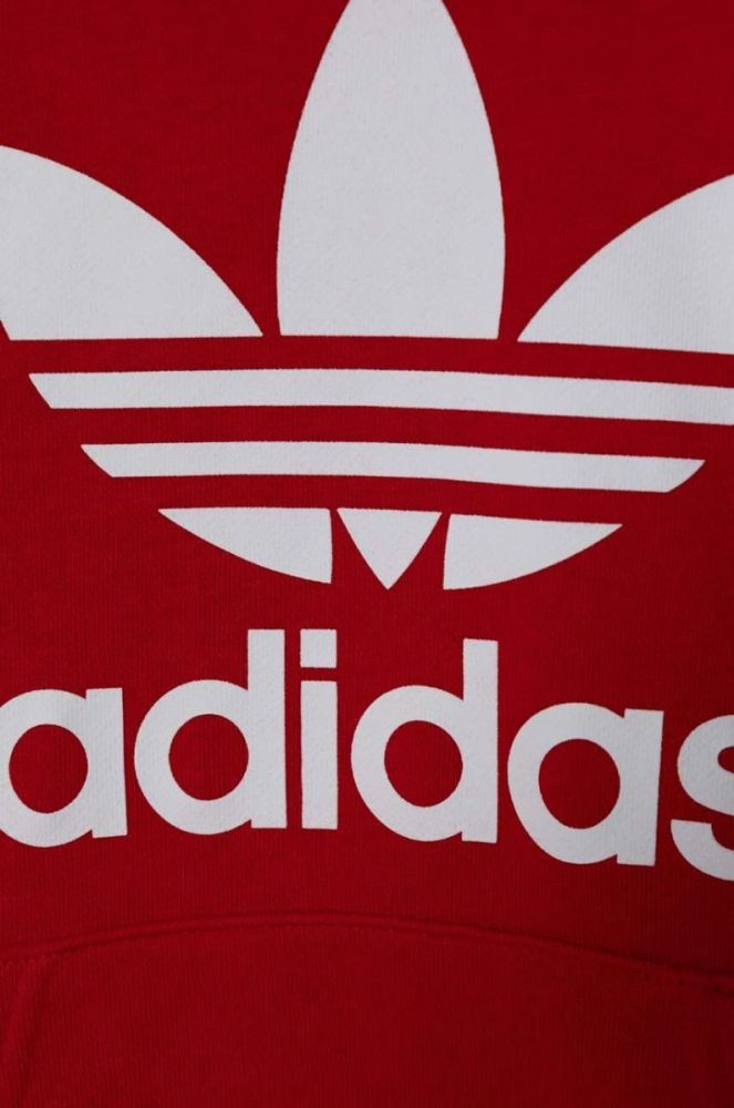 Дитяча кофта adidas Originals TREFOIL колір червоний з капюшоном з принтом фото 4