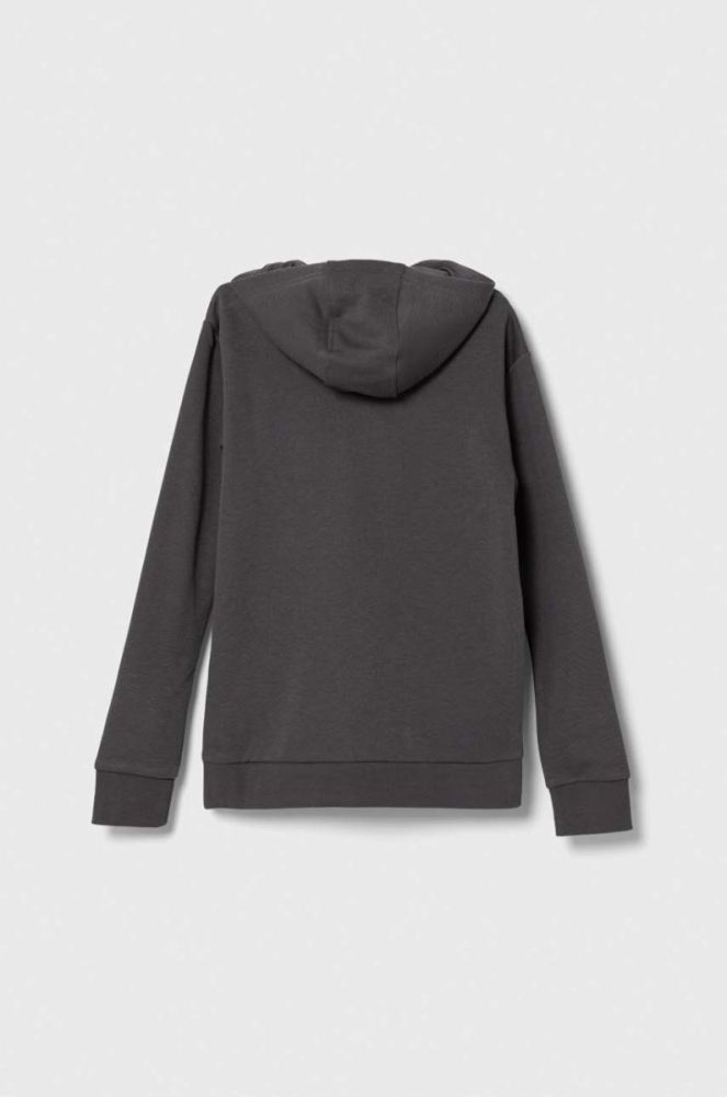 Дитяча кофта adidas Originals TREFOIL колір сірий з капюшоном з принтом фото 3