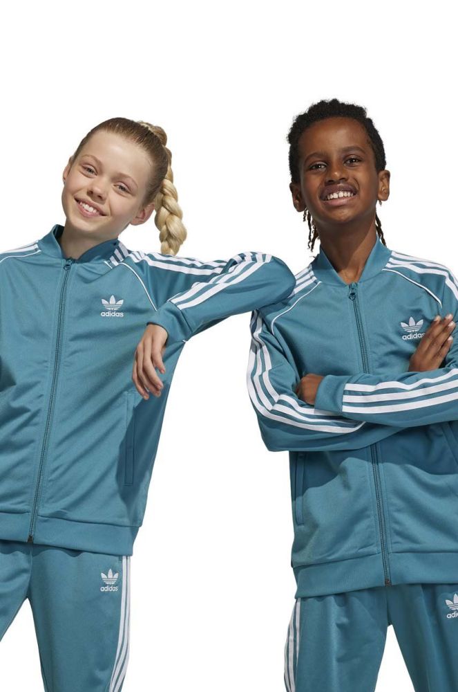 Дитяча кофта adidas Originals колір бірюзовий з аплікацією