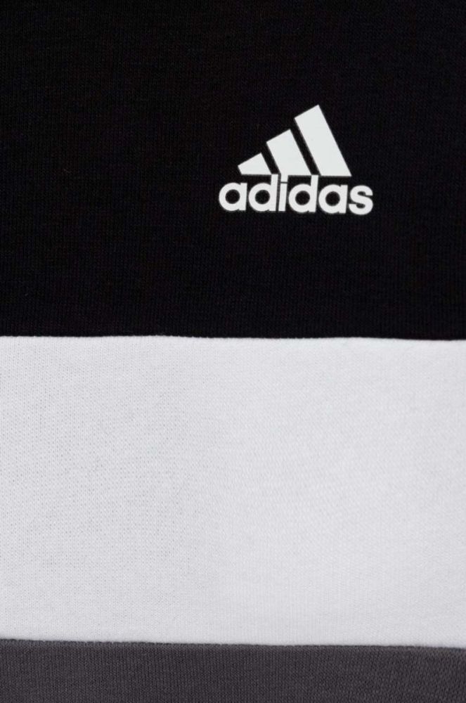 Дитяча кофта adidas колір чорний з капюшоном візерунок фото 4