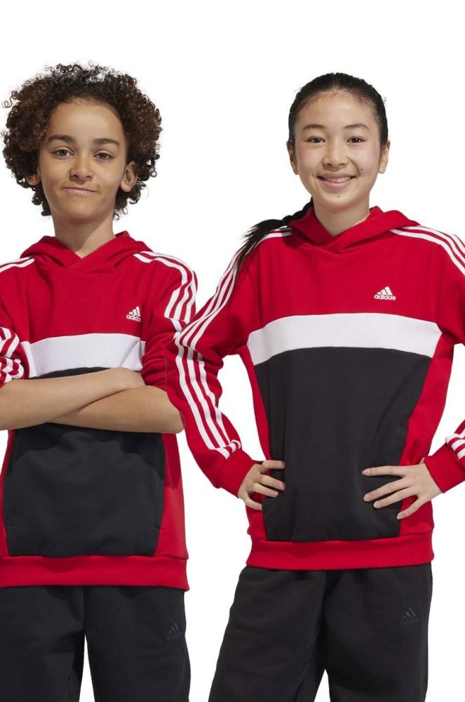 Дитяча кофта adidas колір червоний з капюшоном з аплікацією (3376464)