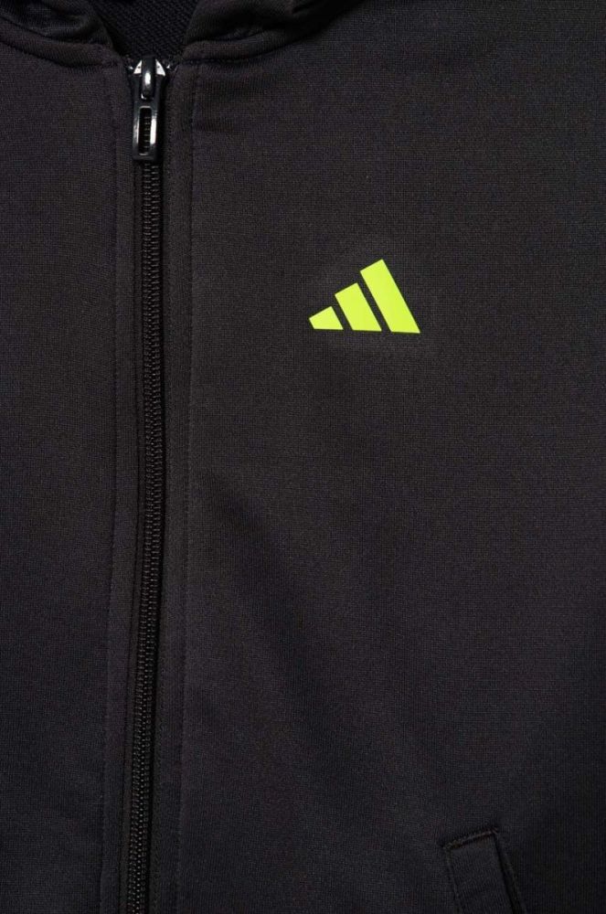 Дитяча кофта adidas колір сірий з капюшоном з аплікацією фото 3