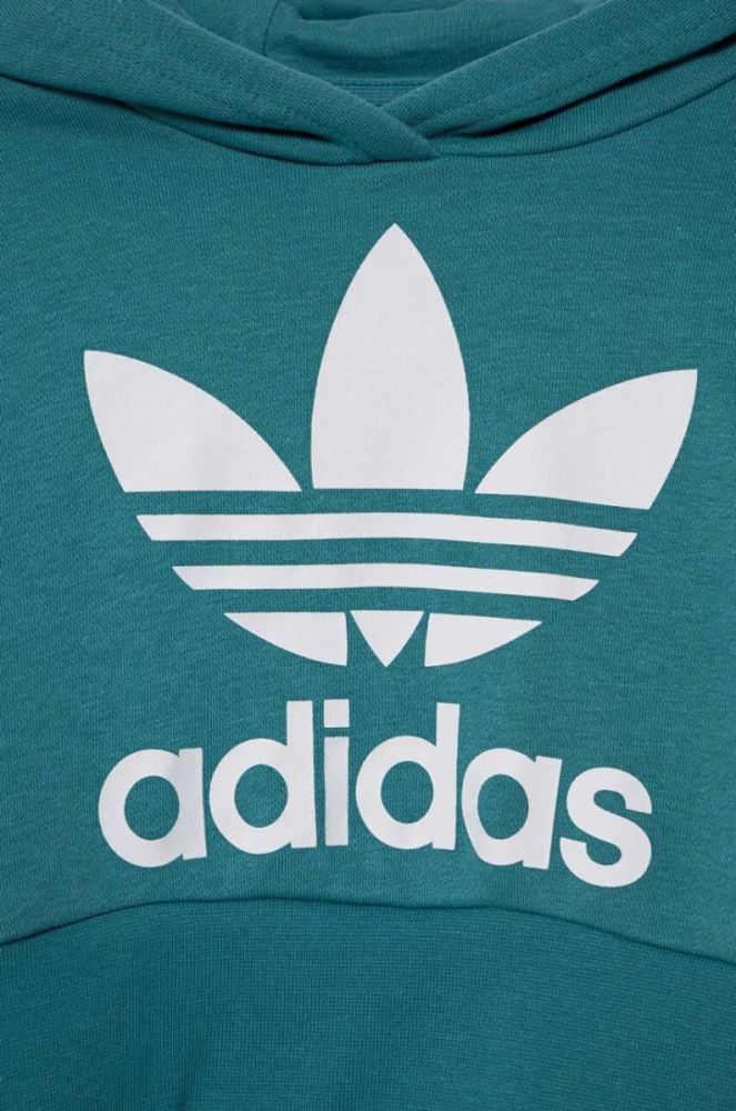 Дитяча кофта adidas Originals колір бірюзовий з капюшоном з принтом фото 4