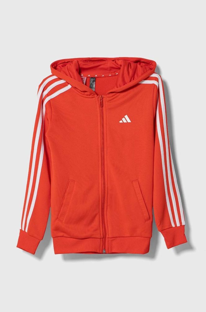 Дитяча кофта adidas колір червоний з капюшоном з аплікацією (3441576)