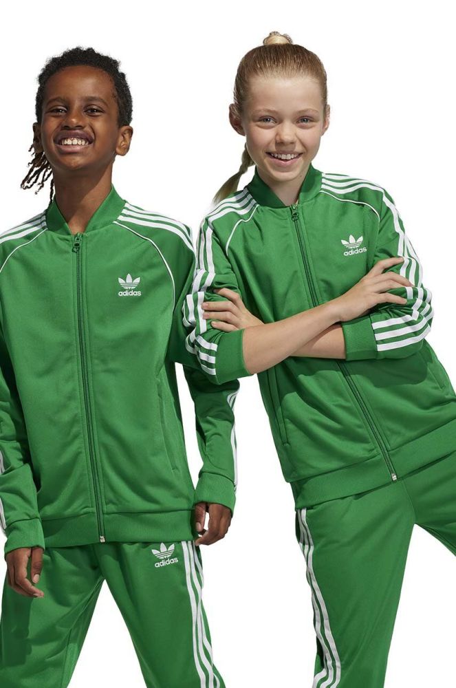 Дитяча кофта adidas Originals колір зелений з аплікацією (3383200)