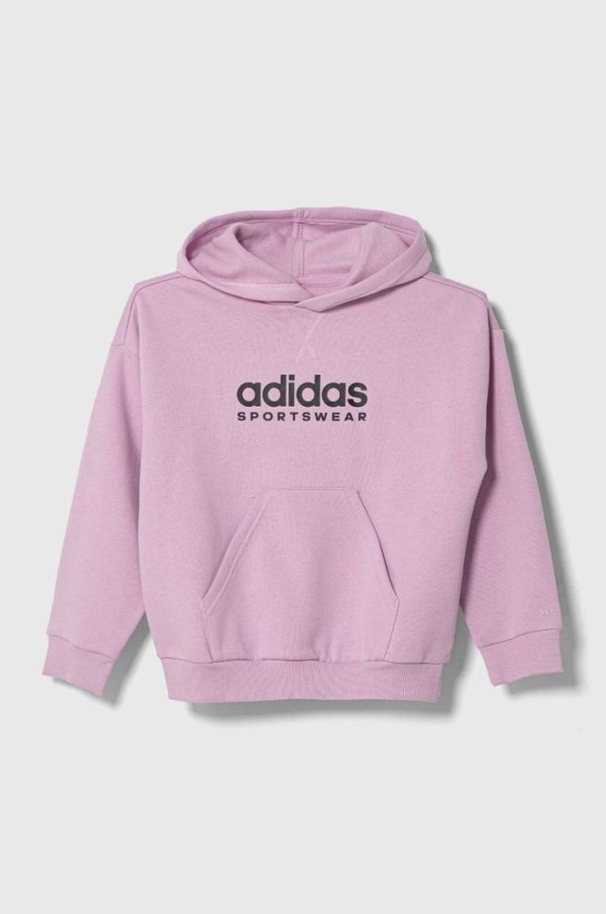 Дитяча кофта adidas колір фіолетовий з капюшоном з принтом (3441580) фото 2