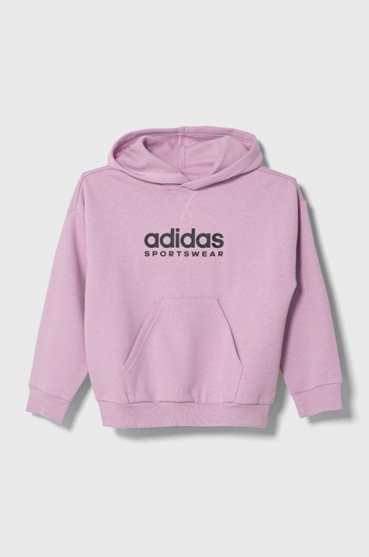 Дитяча кофта adidas колір фіолетовий з капюшоном з принтом (3441580) фото 2