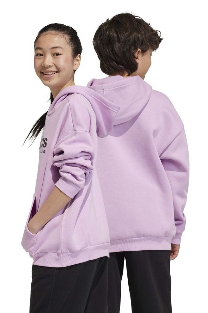 Дитяча кофта adidas колір фіолетовий з капюшоном з принтом (3441580) фото 5