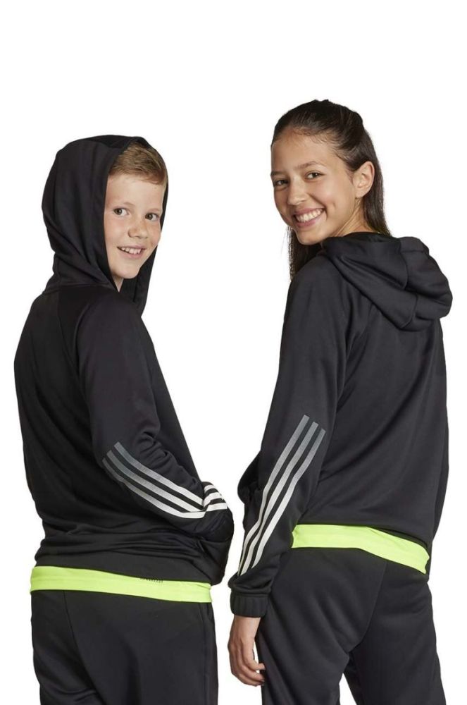 Дитяча кофта adidas колір чорний з капюшоном з принтом (3634318) фото 5