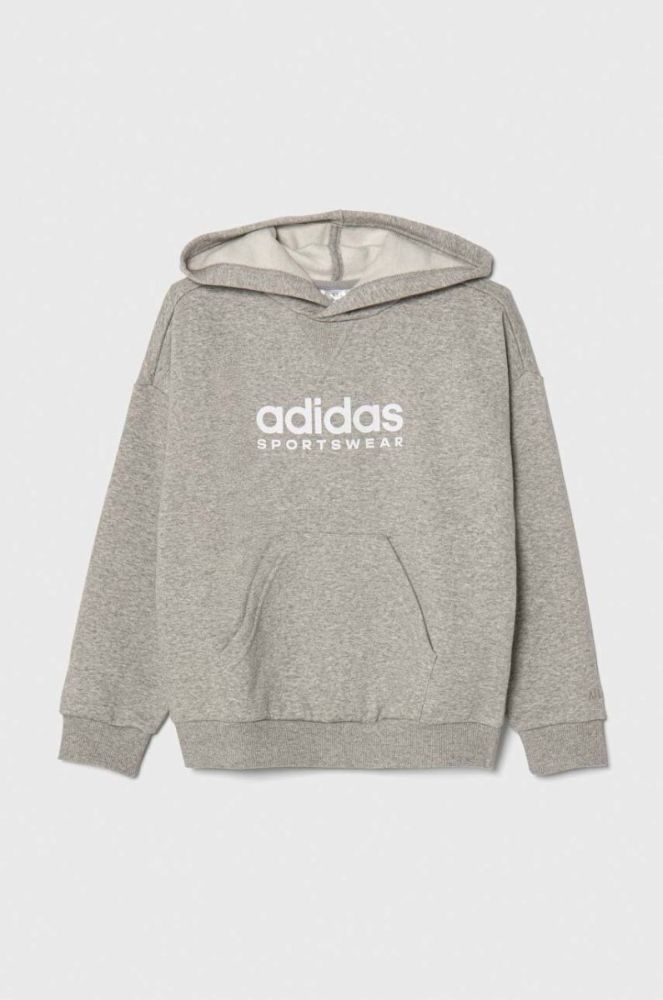 Дитяча кофта adidas колір сірий з капюшоном з принтом (3566821) фото 2