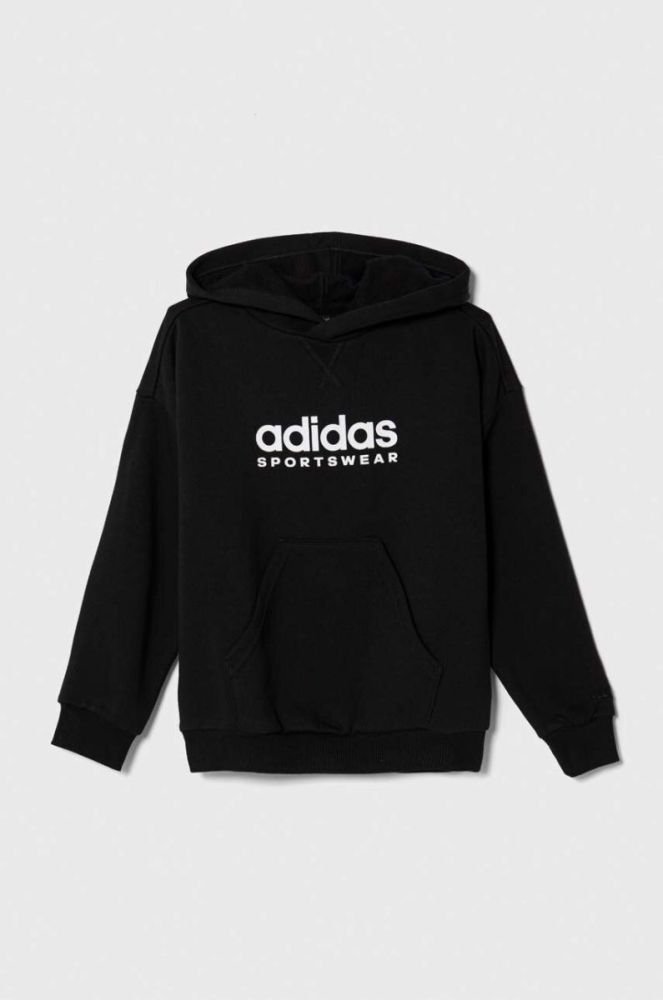 Дитяча кофта adidas колір чорний з капюшоном з принтом (3566826) фото 2