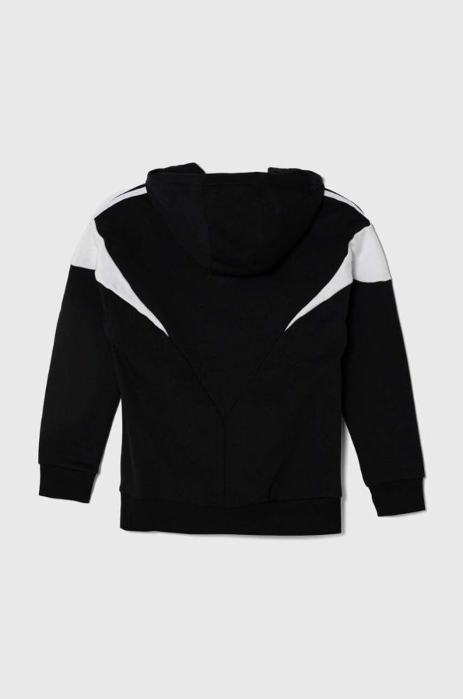 Дитяча кофта adidas Originals колір чорний з капюшоном візерунок фото 2