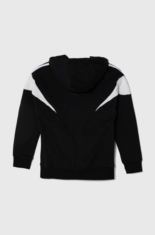 Дитяча кофта adidas Originals колір чорний з капюшоном візерунок фото 2