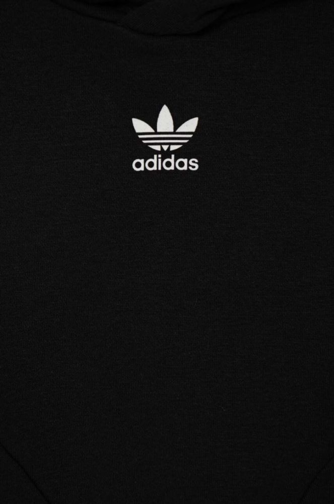 Дитяча кофта adidas Originals колір чорний з капюшоном візерунок фото 3