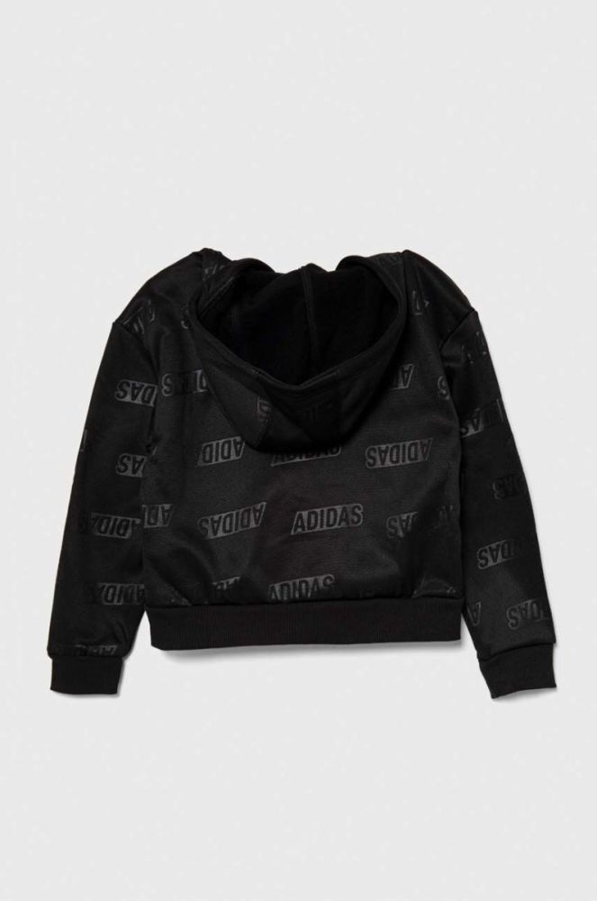 Дитяча кофта adidas JG BLUV Q4 HD колір чорний з капюшоном візерунок фото 2