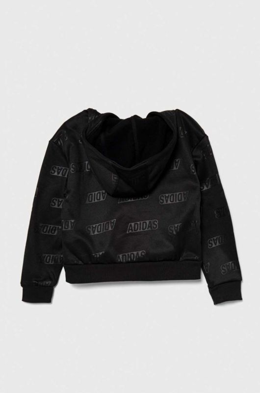 Дитяча кофта adidas JG BLUV Q4 HD колір чорний з капюшоном візерунок фото 2