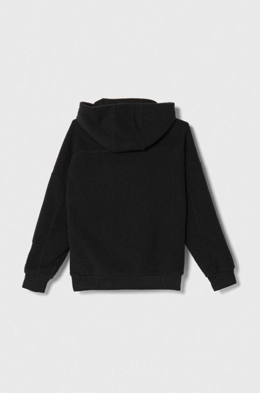 Дитяча кофта adidas Originals колір чорний з капюшоном однотонна фото 2