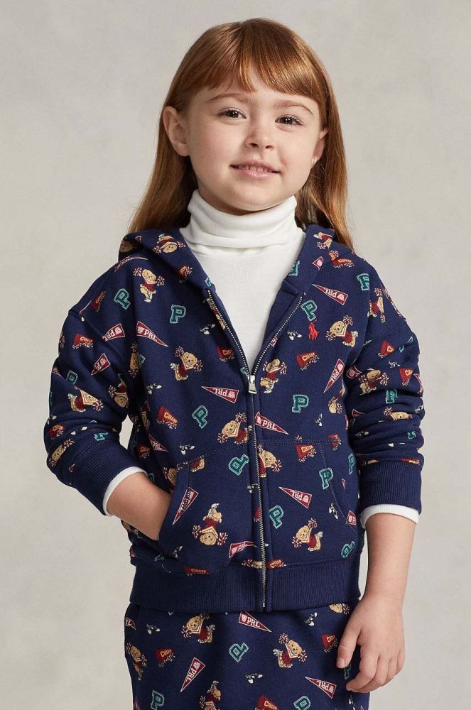 Дитяча кофта Polo Ralph Lauren колір синій з капюшоном візерунок (3637884)