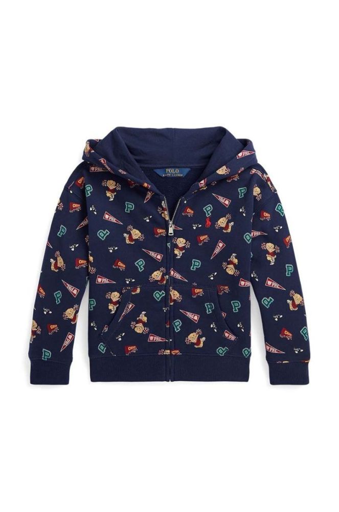 Дитяча кофта Polo Ralph Lauren колір синій з капюшоном візерунок (3637884) фото 2