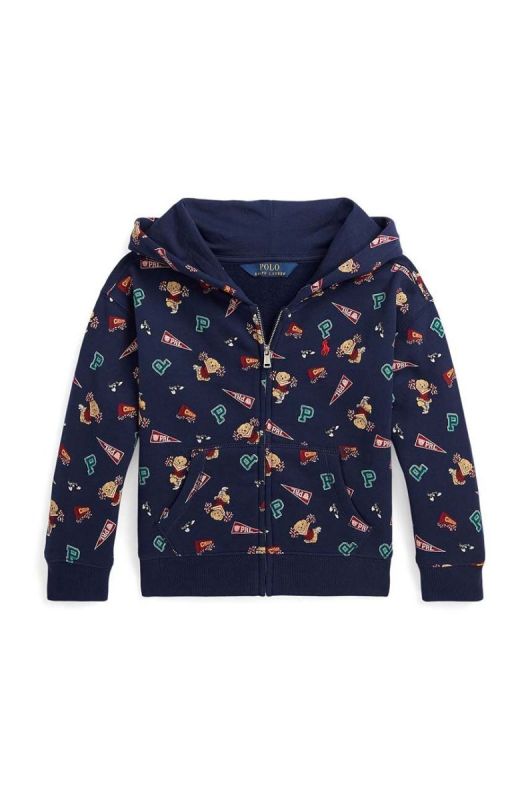 Дитяча кофта Polo Ralph Lauren колір синій з капюшоном візерунок (3637884) фото 2