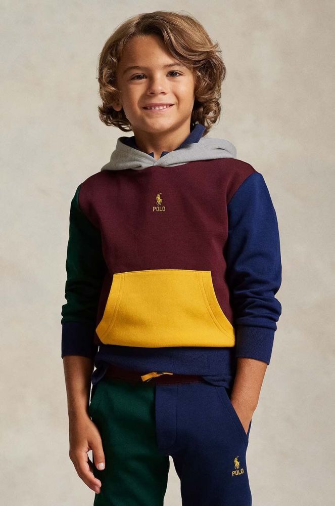 Дитяча кофта Polo Ralph Lauren колір бордовий з капюшоном однотонна (3441599)