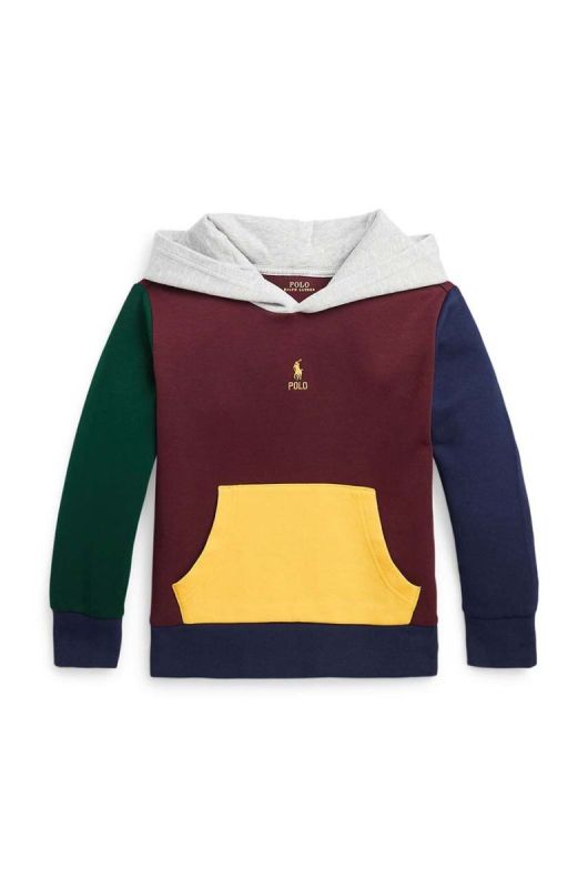 Дитяча кофта Polo Ralph Lauren колір бордовий з капюшоном однотонна (3441599) фото 2