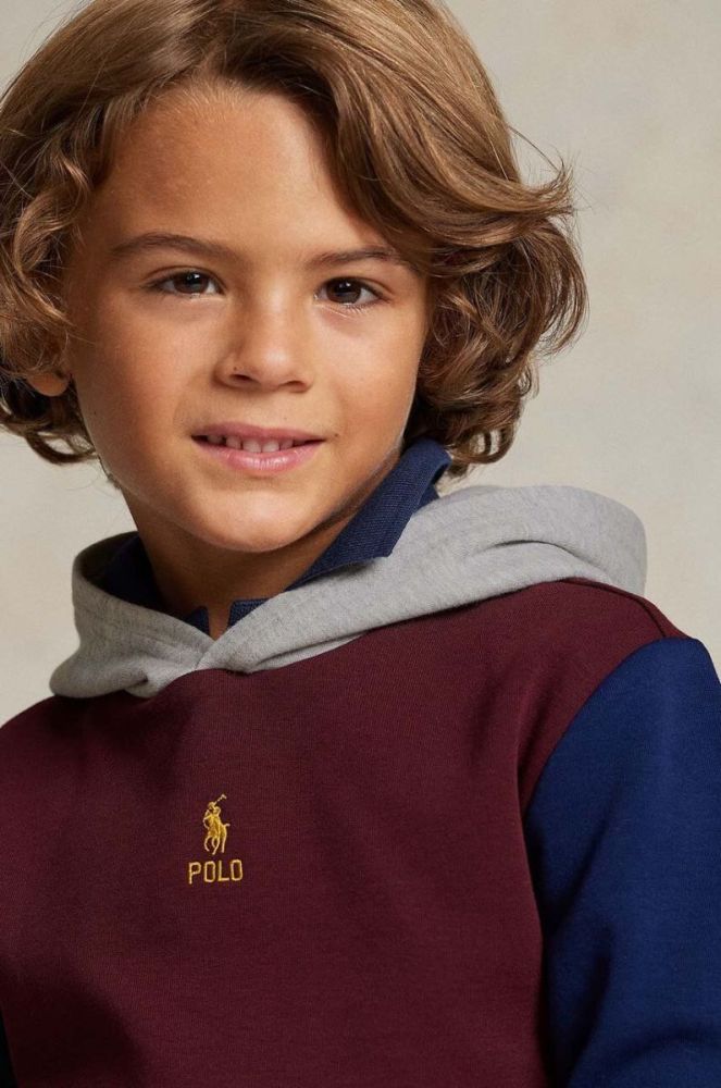 Дитяча кофта Polo Ralph Lauren колір бордовий з капюшоном однотонна (3441599) фото 4