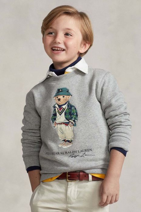 Дитяча кофта Polo Ralph Lauren колір сірий з аплікацією (3476831)