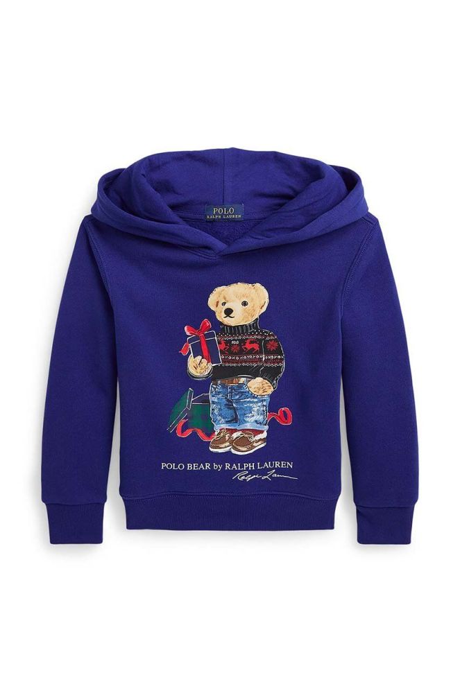 Дитяча кофта Polo Ralph Lauren з капюшоном з принтом колір блакитний (3637918)