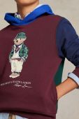 Дитяча бавовняна кофта Polo Ralph Lauren колір бордовий з капюшоном з принтом