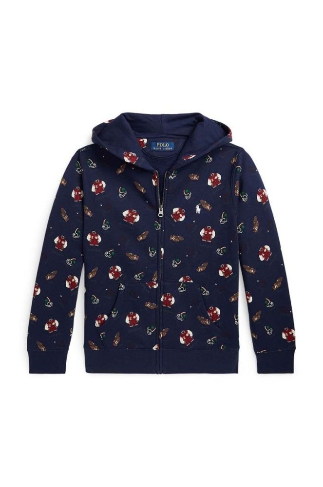 Дитяча кофта Polo Ralph Lauren колір синій з капюшоном візерунок (3470294) фото 2