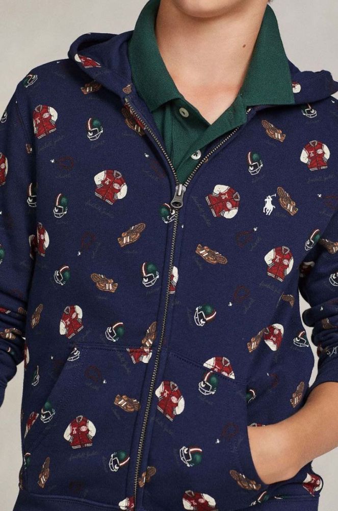 Дитяча кофта Polo Ralph Lauren колір синій з капюшоном візерунок (3470294) фото 4
