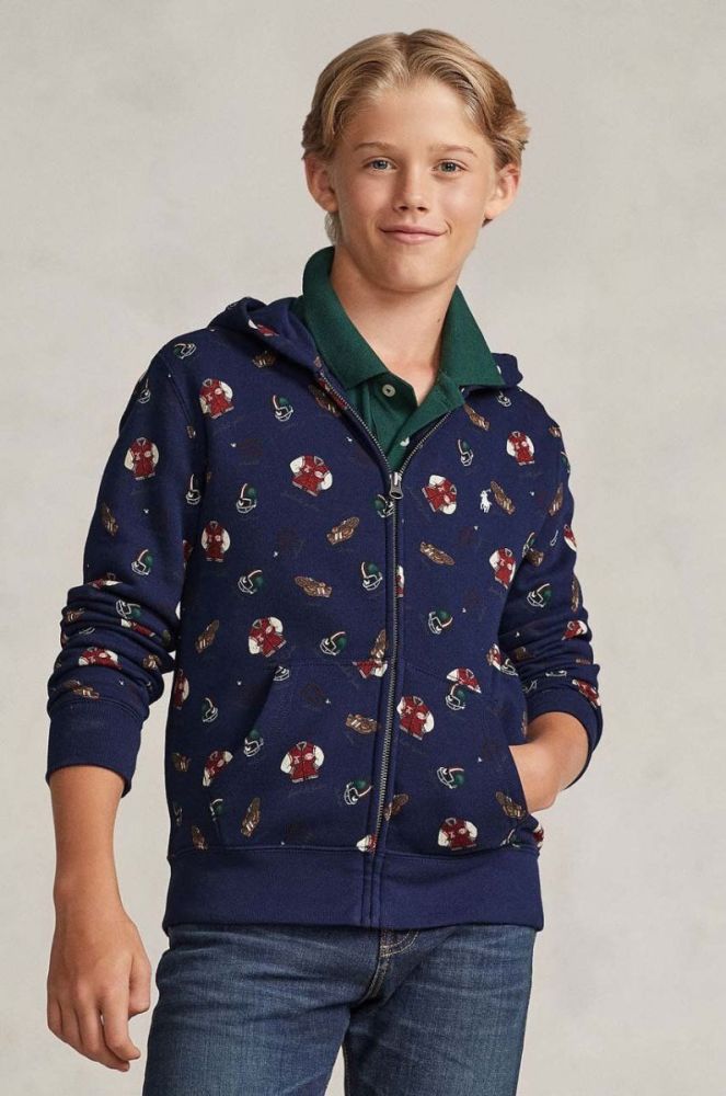 Дитяча кофта Polo Ralph Lauren колір синій з капюшоном візерунок (3470294) фото 5