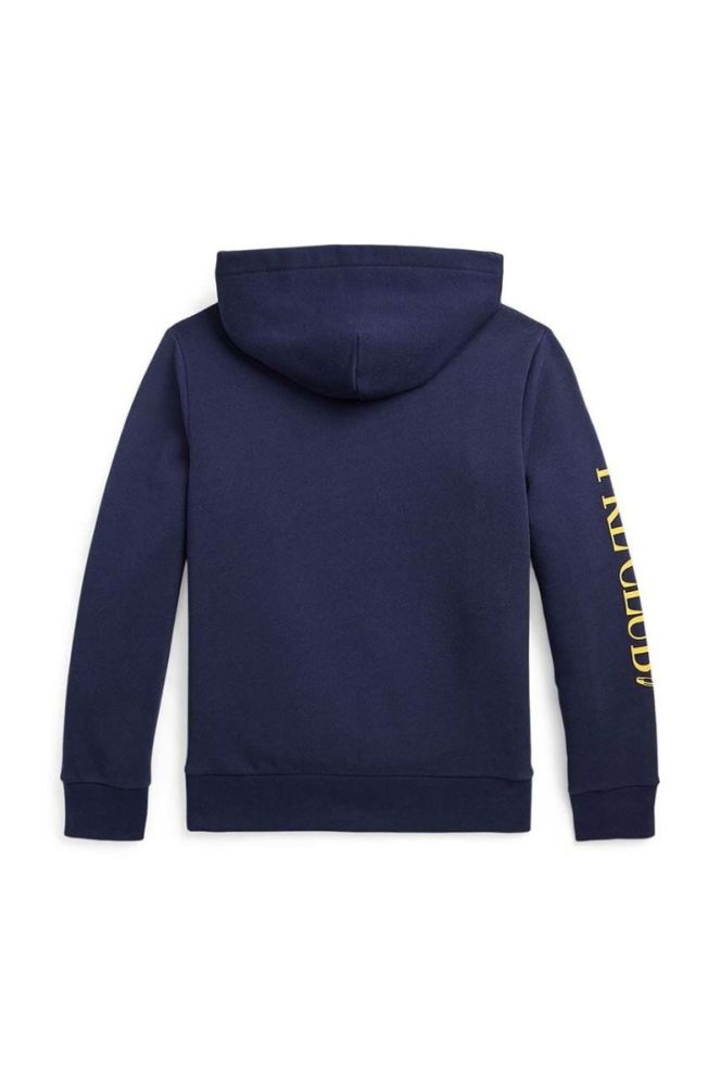Дитяча кофта Polo Ralph Lauren колір синій з капюшоном з принтом (3613430) фото 3