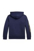 Дитяча кофта Polo Ralph Lauren колір синій з капюшоном з принтом (3613430)