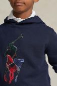 Дитяча кофта Polo Ralph Lauren колір синій з капюшоном з принтом (3637933)
