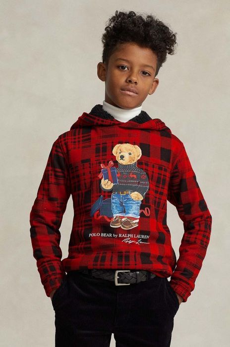 Дитяча кофта Polo Ralph Lauren колір червоний з капюшоном візерунок (3624834) Дитяча кофта Polo Ralph Lauren колір червоний з капюшоном візерунок (3624834)