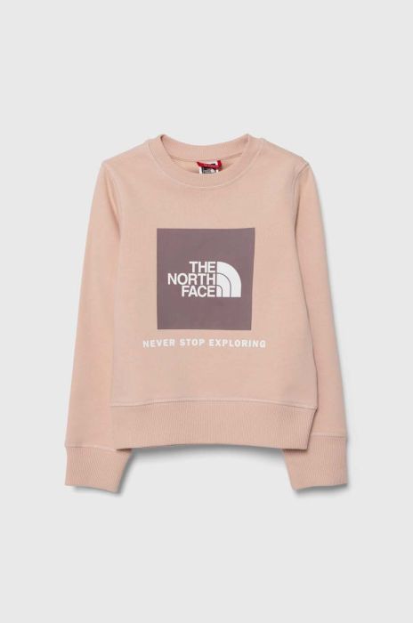 Дитяча бавовняна кофта The North Face REDBOX CREW колір рожевий з принтом