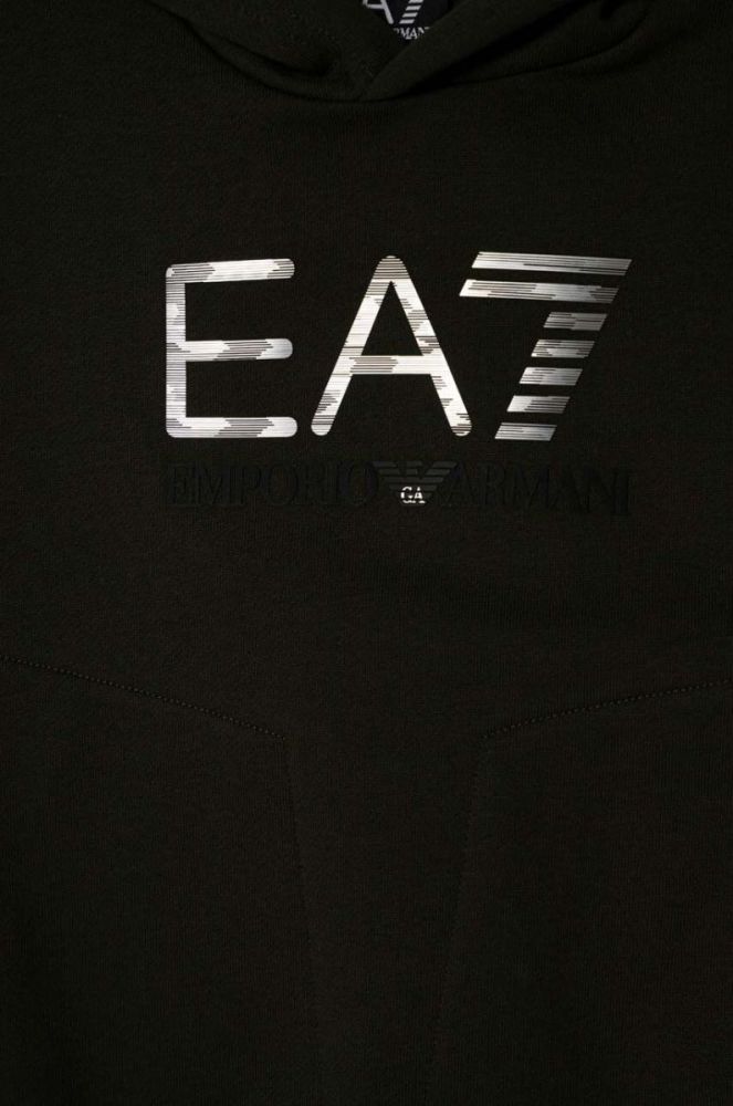 Дитяча кофта EA7 Emporio Armani колір зелений з капюшоном з принтом (3380988) фото 3