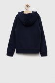 Дитяча кофта EA7 Emporio Armani колір синій з капюшоном однотонна Дитяча кофта EA7 Emporio Armani колір синій з капюшоном однотонна
