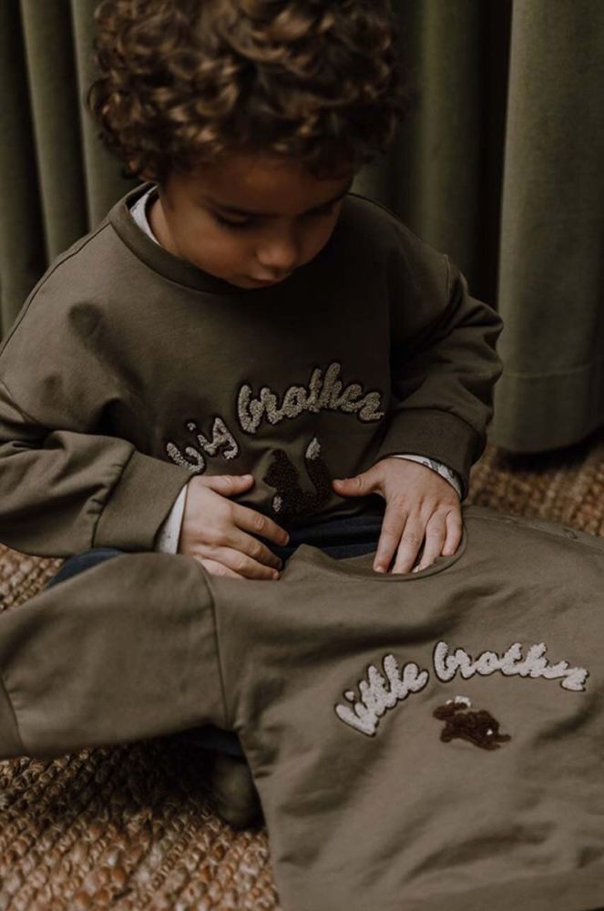 Дитяча кофта That's mine 005073 Finley Little Brother Sweatshirt колір коричневий з аплікацією фото 4