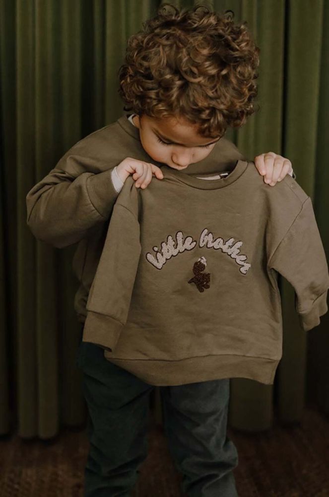 Дитяча кофта That's mine 005073 Finley Little Brother Sweatshirt колір коричневий з аплікацією фото 5