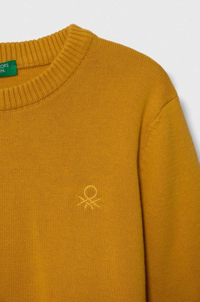 Дитячий бавовняний светр United Colors of Benetton колір жовтий легкий фото 3